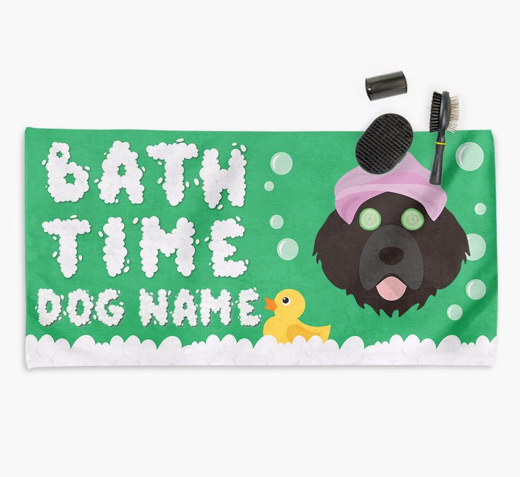 'Bubble Bath Time' Personalised Dog Towel for your {breedCommonName}