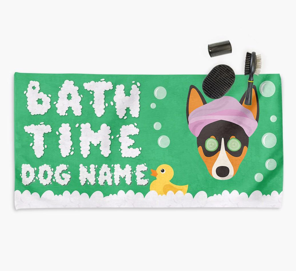 'Bubble Bath Time' Personalised Dog Towel for your {breedCommonName}