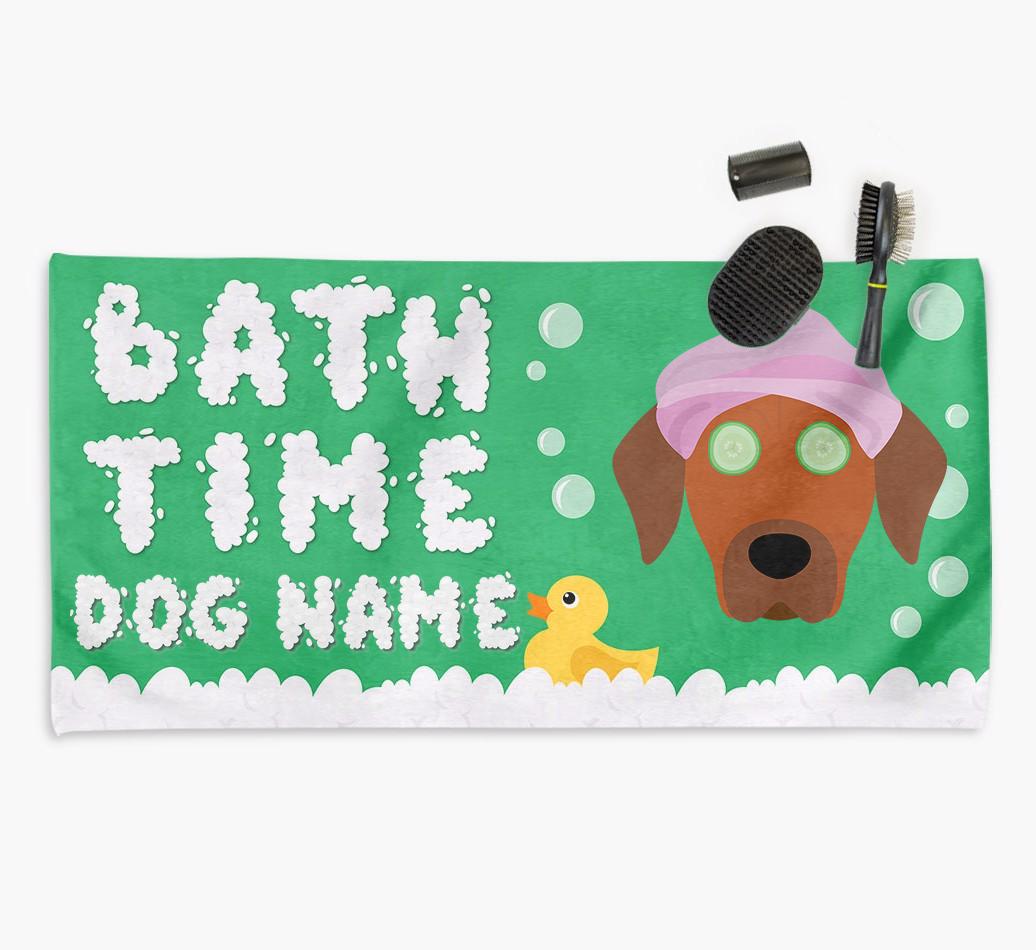 'Bubble Bath Time' Personalised Dog Towel for your {breedCommonName}