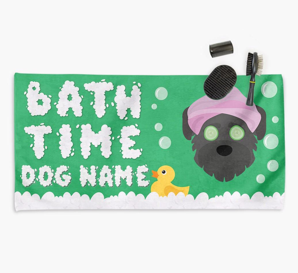 'Bubble Bath Time' Personalised Dog Towel for your {breedCommonName}