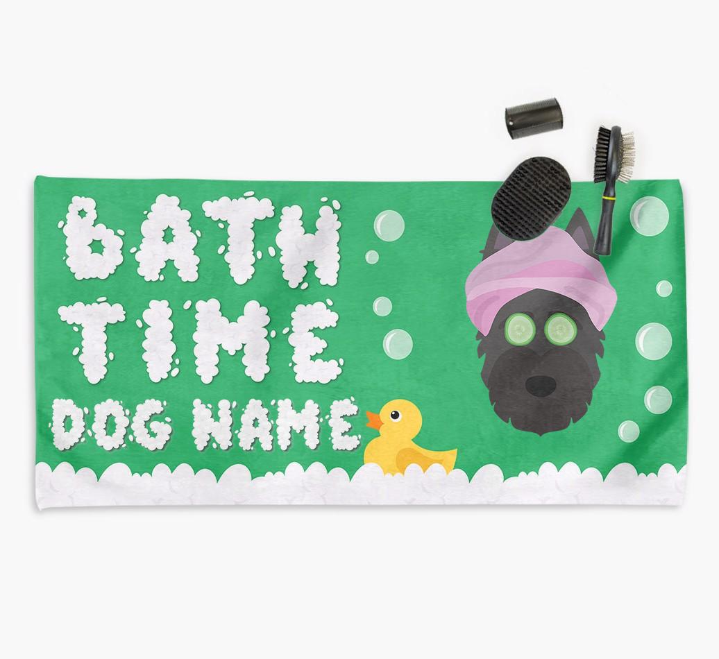 'Bubble Bath Time' Personalised Dog Towel for your {breedCommonName}