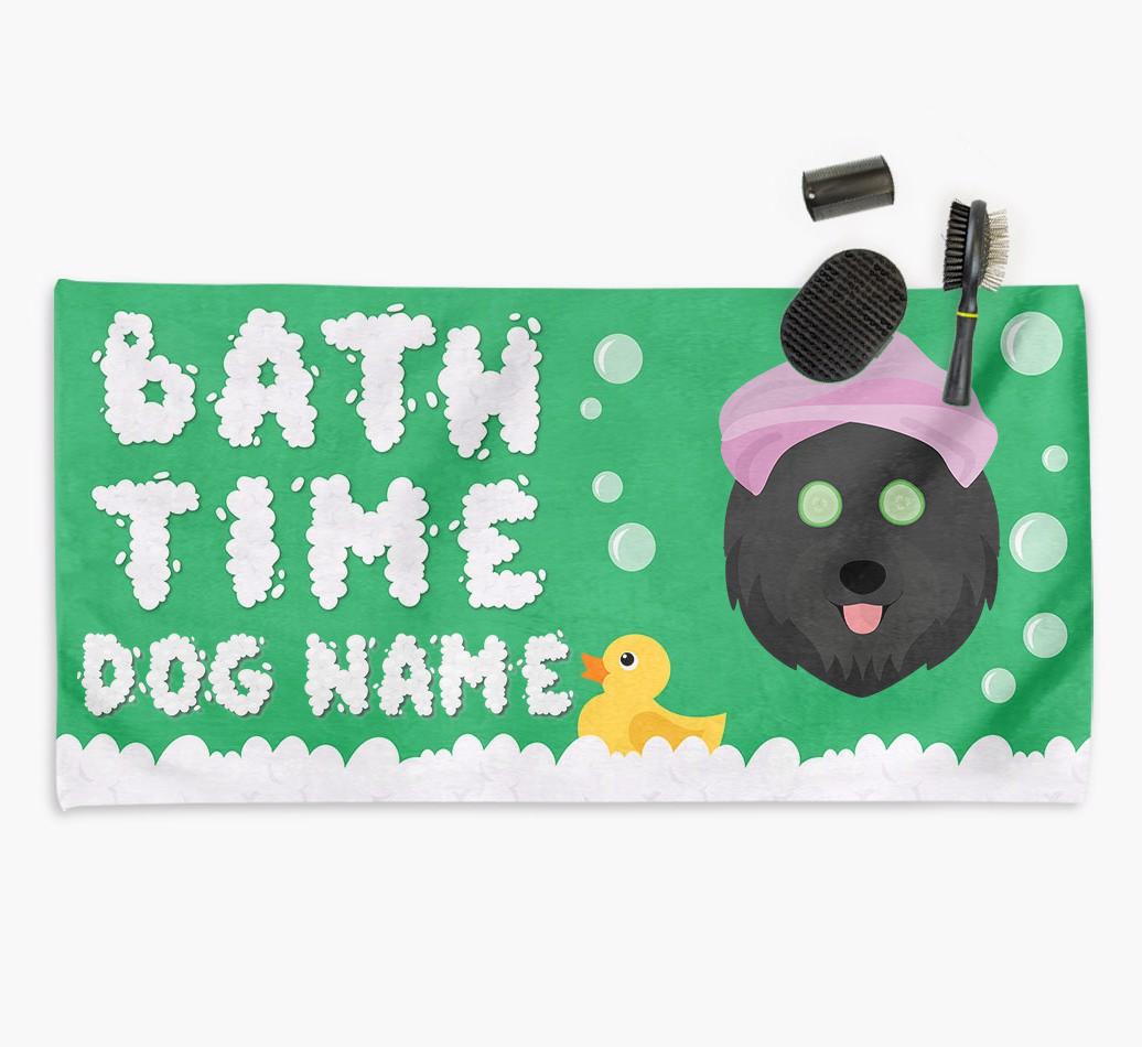 'Bubble Bath Time' Personalised Dog Towel for your {breedCommonName}