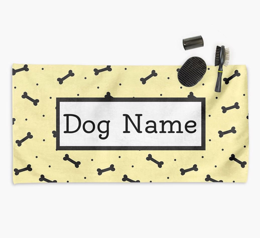 'Bone Pattern' Personalised Dog Towel for your {breedCommonName}