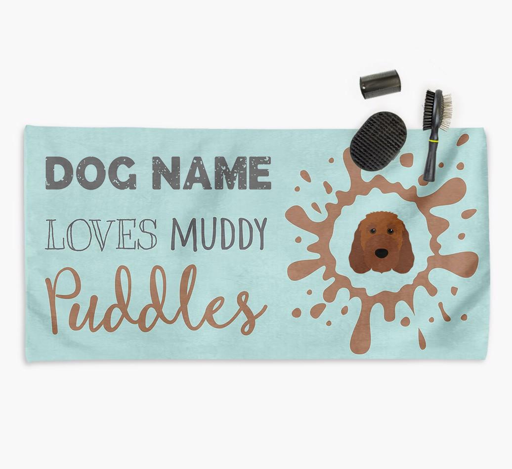 'Muddy Puddles' Personalised Dog Towel for your {breedCommonName}