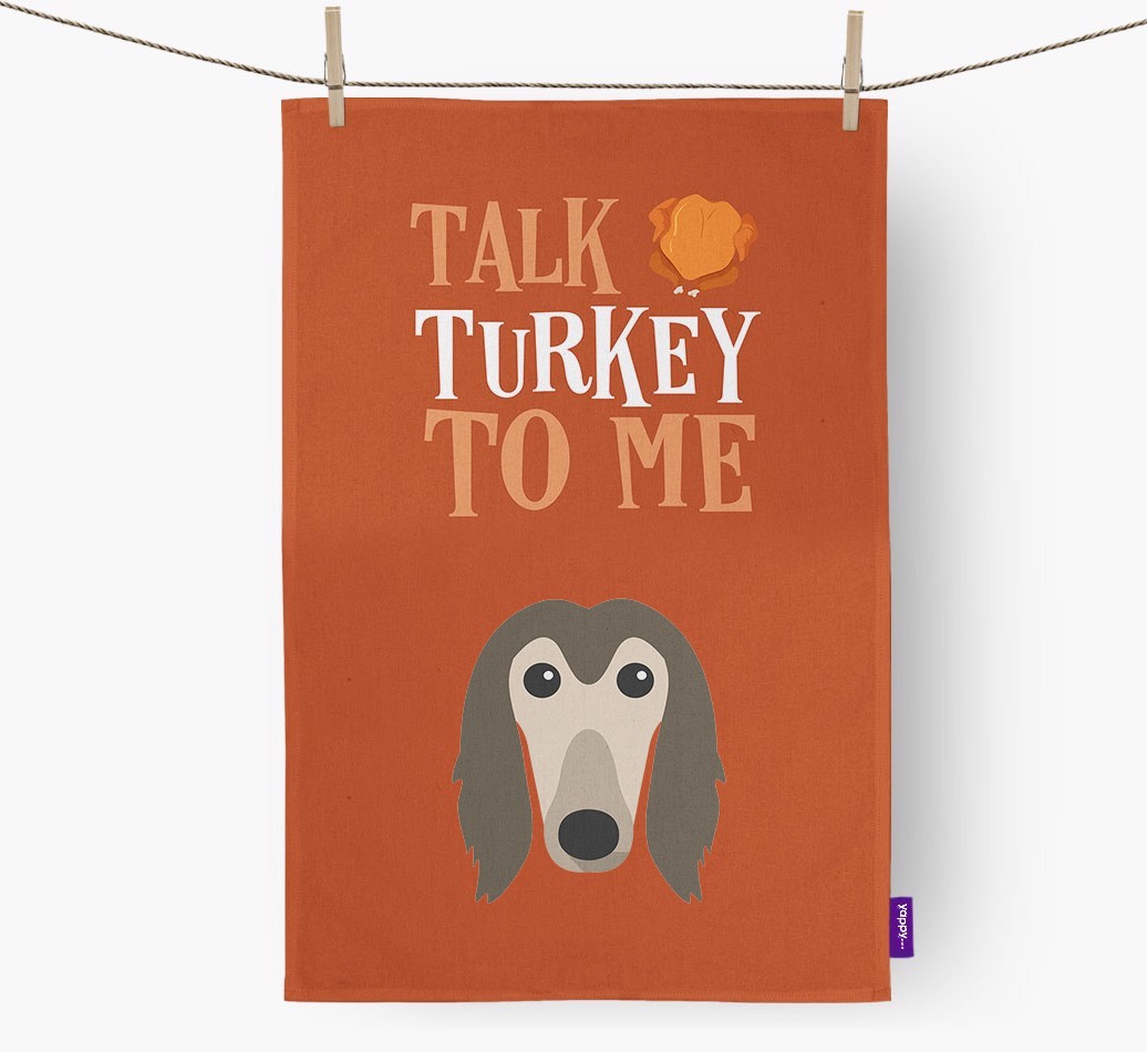 Talk Turkey To Me: Personalized {breedFullName} Dish Towel