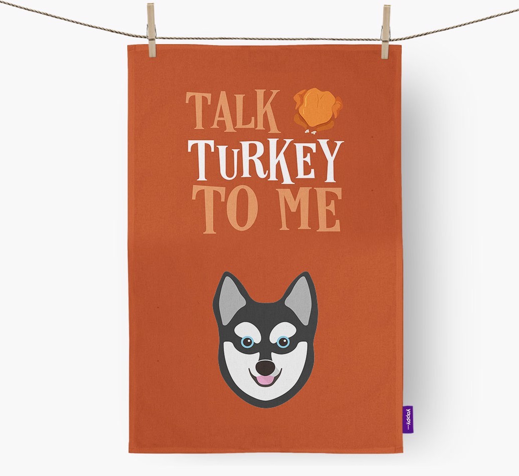Talk Turkey To Me: Personalized {breedFullName} Dish Towel