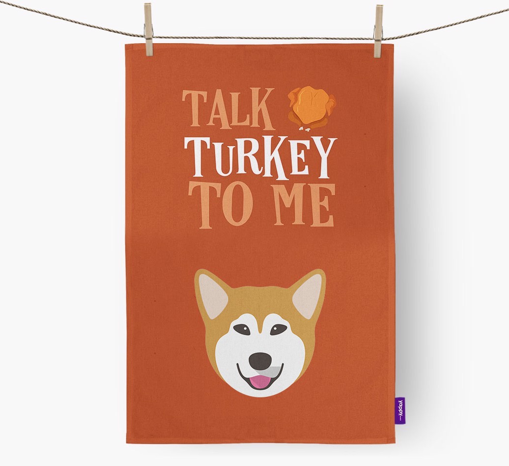 Talk Turkey To Me: Personalized {breedFullName} Dish Towel