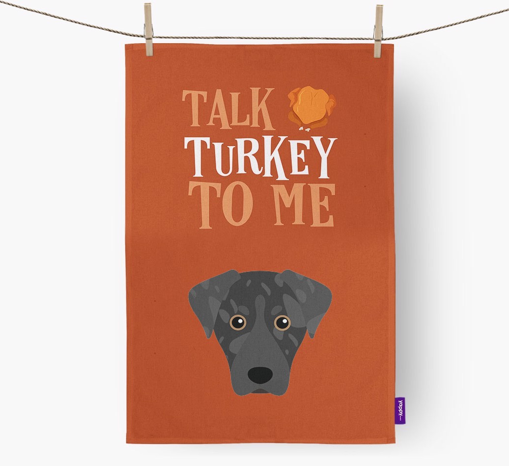 Talk Turkey To Me: Personalized {breedFullName} Dish Towel