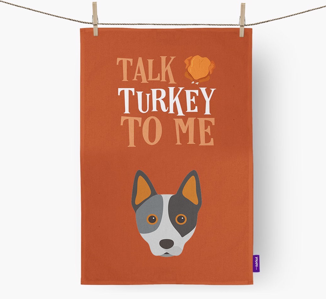 Talk Turkey To Me: Personalized {breedFullName} Dish Towel