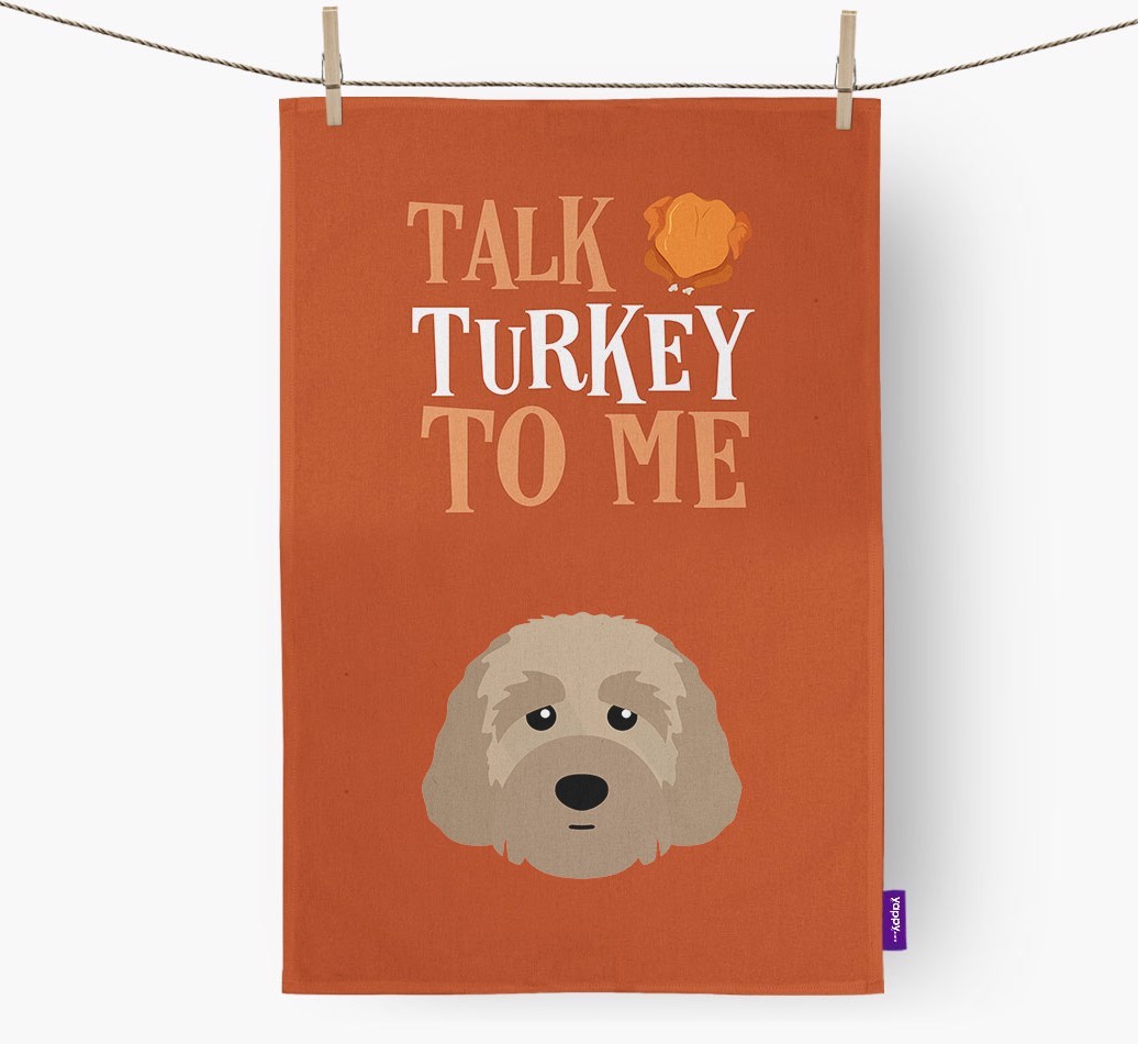 Talk Turkey To Me: Personalized {breedFullName} Dish Towel