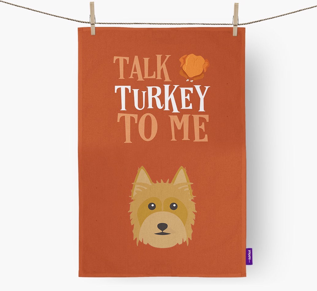 Talk Turkey To Me: Personalized {breedFullName} Dish Towel