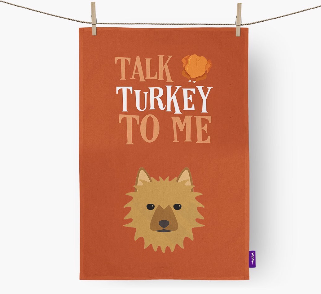 Talk Turkey To Me: Personalized {breedFullName} Dish Towel