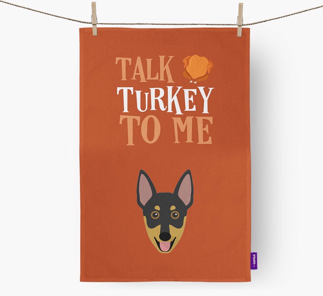Talk Turkey To Me: Personalized {breedFullName} Dish Towel