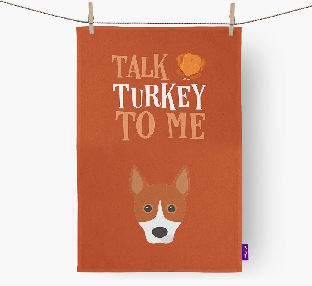 Talk Turkey To Me: Personalized {breedFullName} Dish Towel