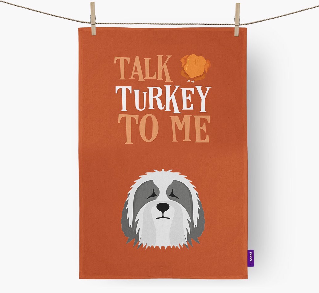 Talk Turkey To Me: Personalized {breedFullName} Dish Towel