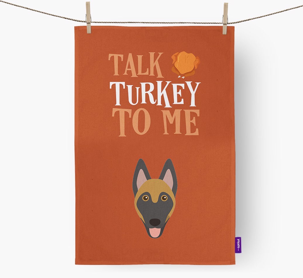 Talk Turkey To Me: Personalized {breedFullName} Dish Towel
