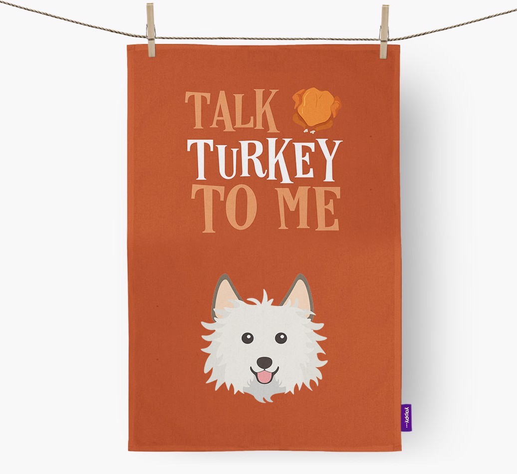 Talk Turkey To Me: Personalized {breedFullName} Dish Towel