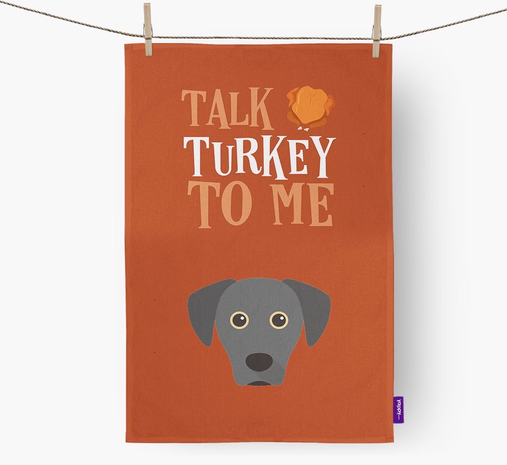 Talk Turkey To Me: Personalized {breedFullName} Dish Towel