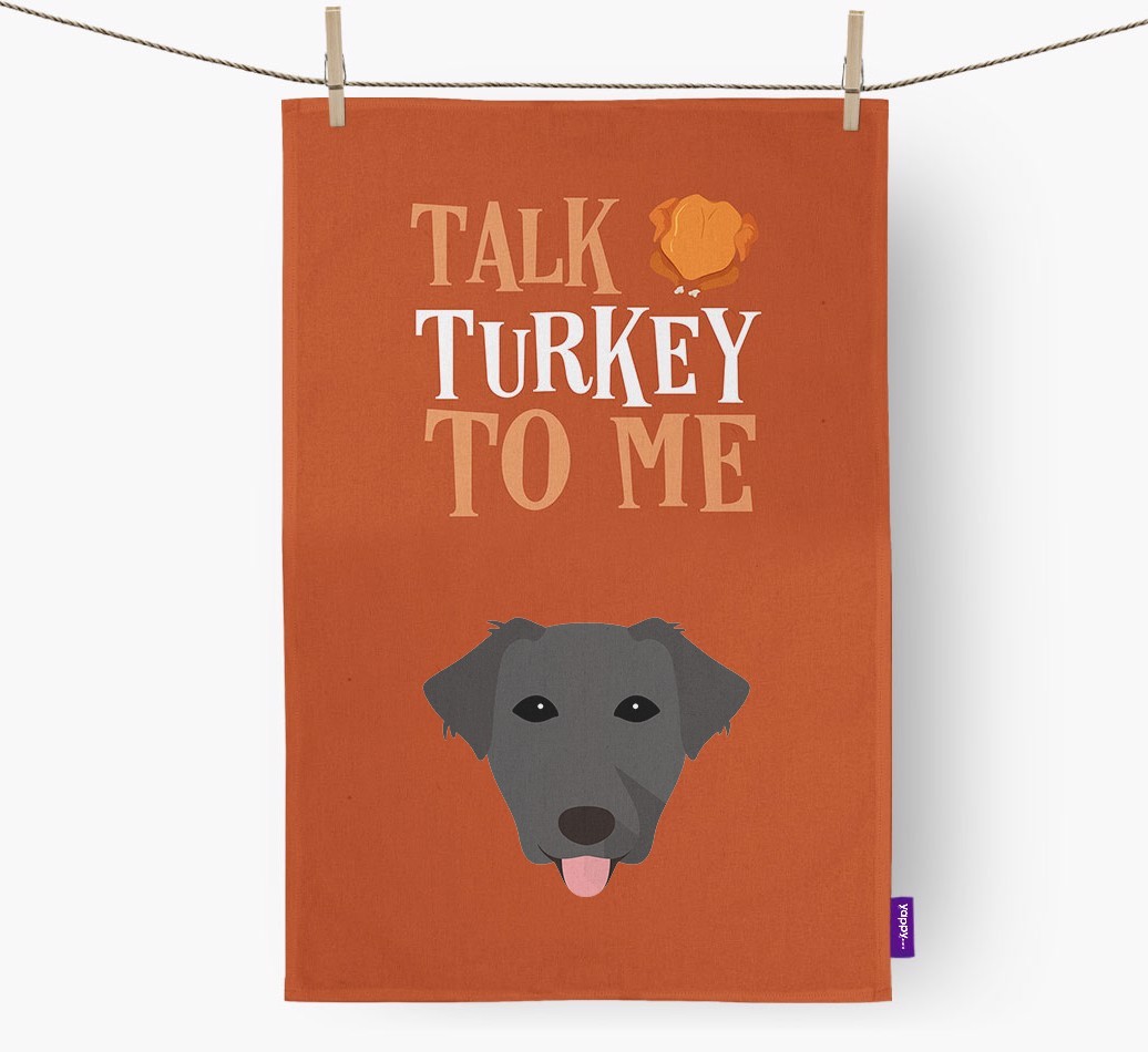 Talk Turkey To Me: Personalized {breedFullName} Dish Towel