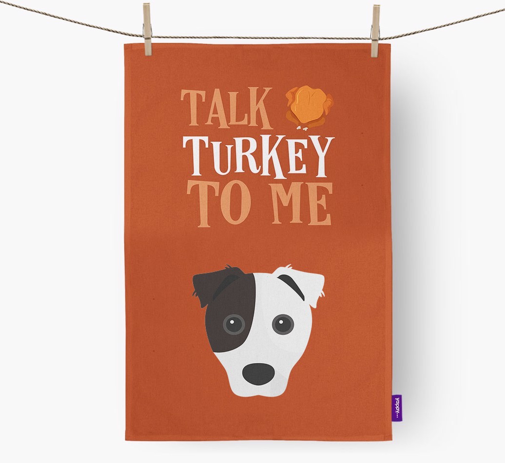 Talk Turkey To Me: Personalized {breedFullName} Dish Towel