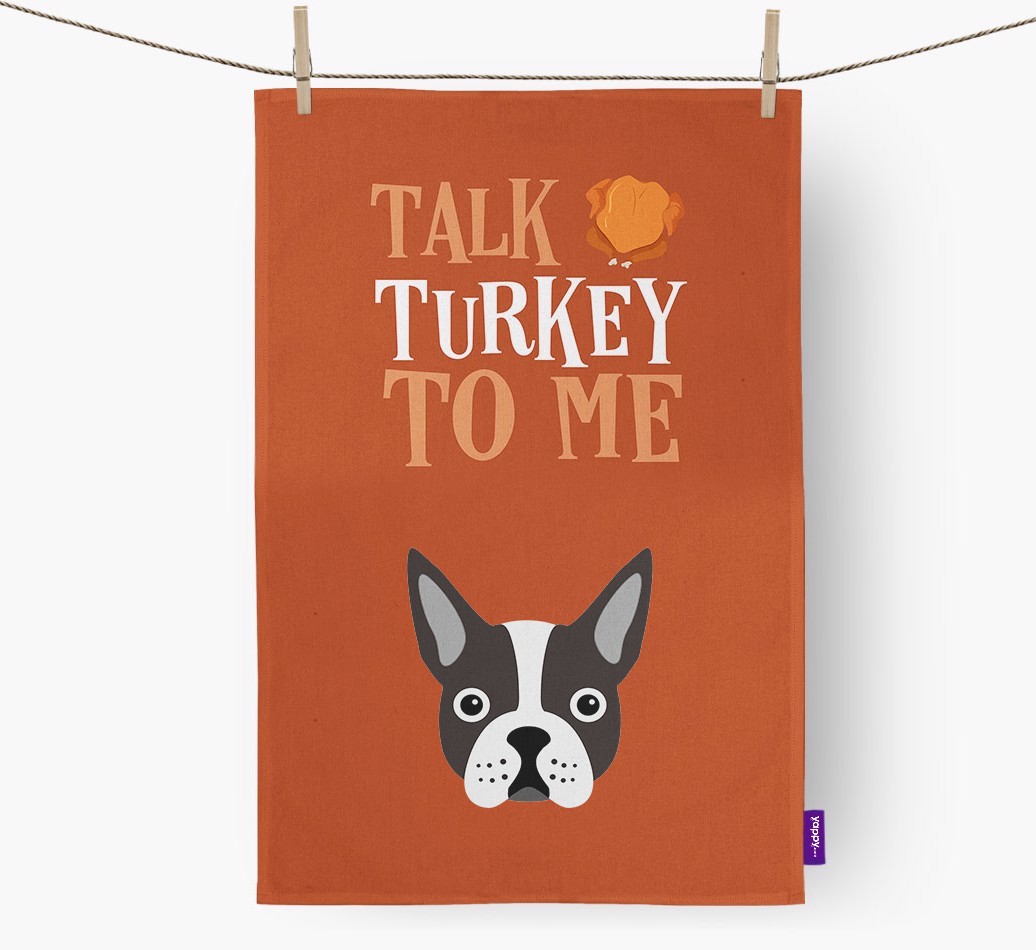 Talk Turkey To Me: Personalized {breedFullName} Dish Towel
