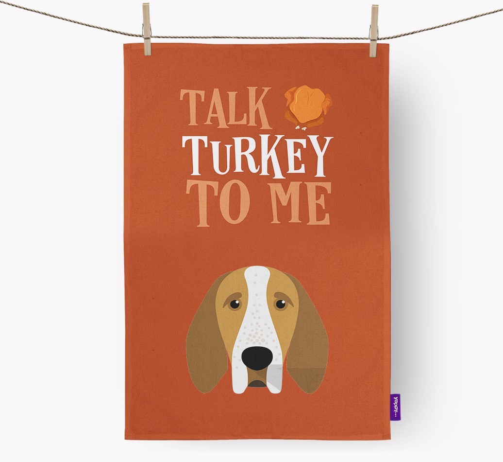 Talk Turkey To Me: Personalized {breedFullName} Dish Towel