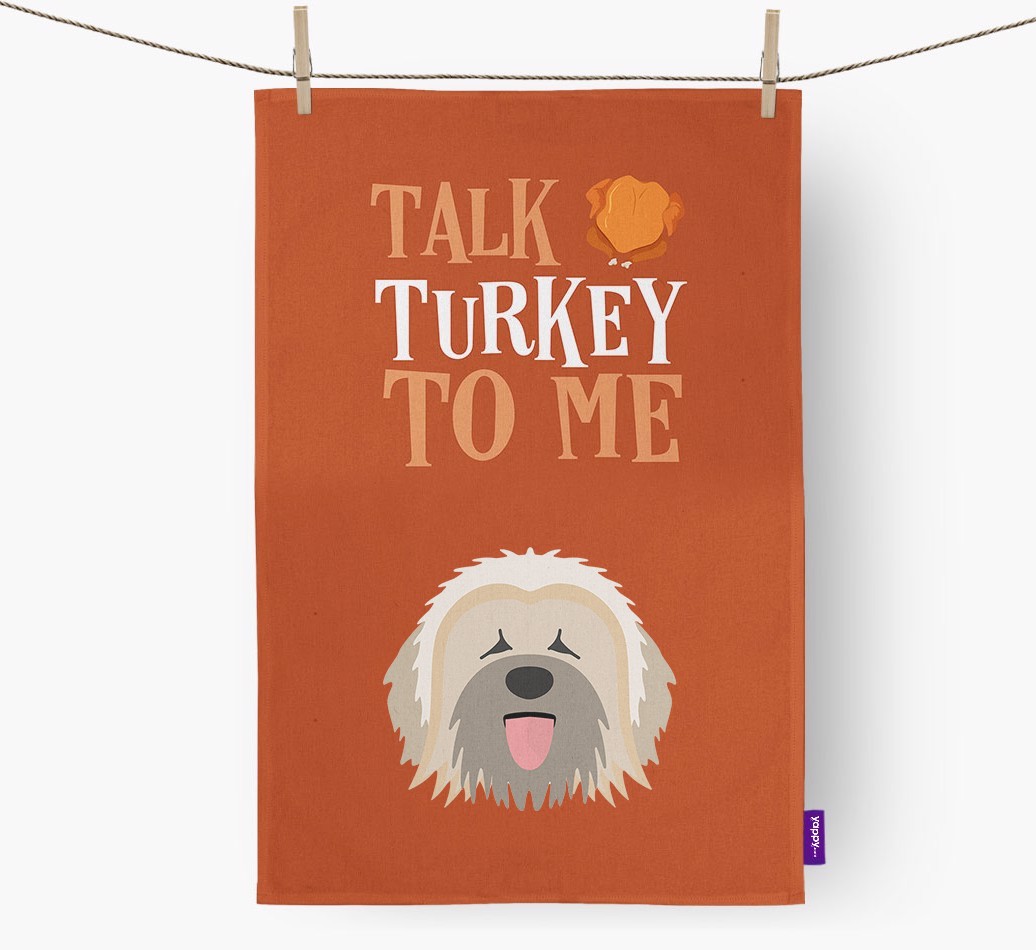 Talk Turkey To Me: Personalized {breedFullName} Dish Towel