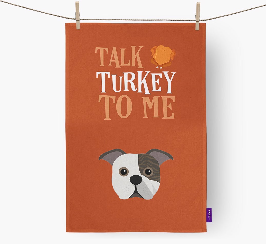 Talk Turkey To Me: Personalized {breedFullName} Dish Towel