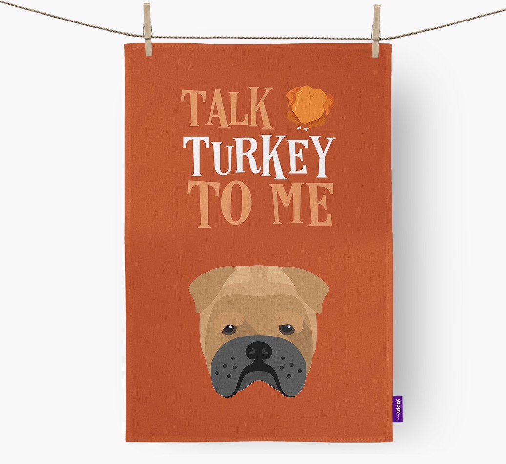 Talk Turkey To Me: Personalized {breedFullName} Dish Towel