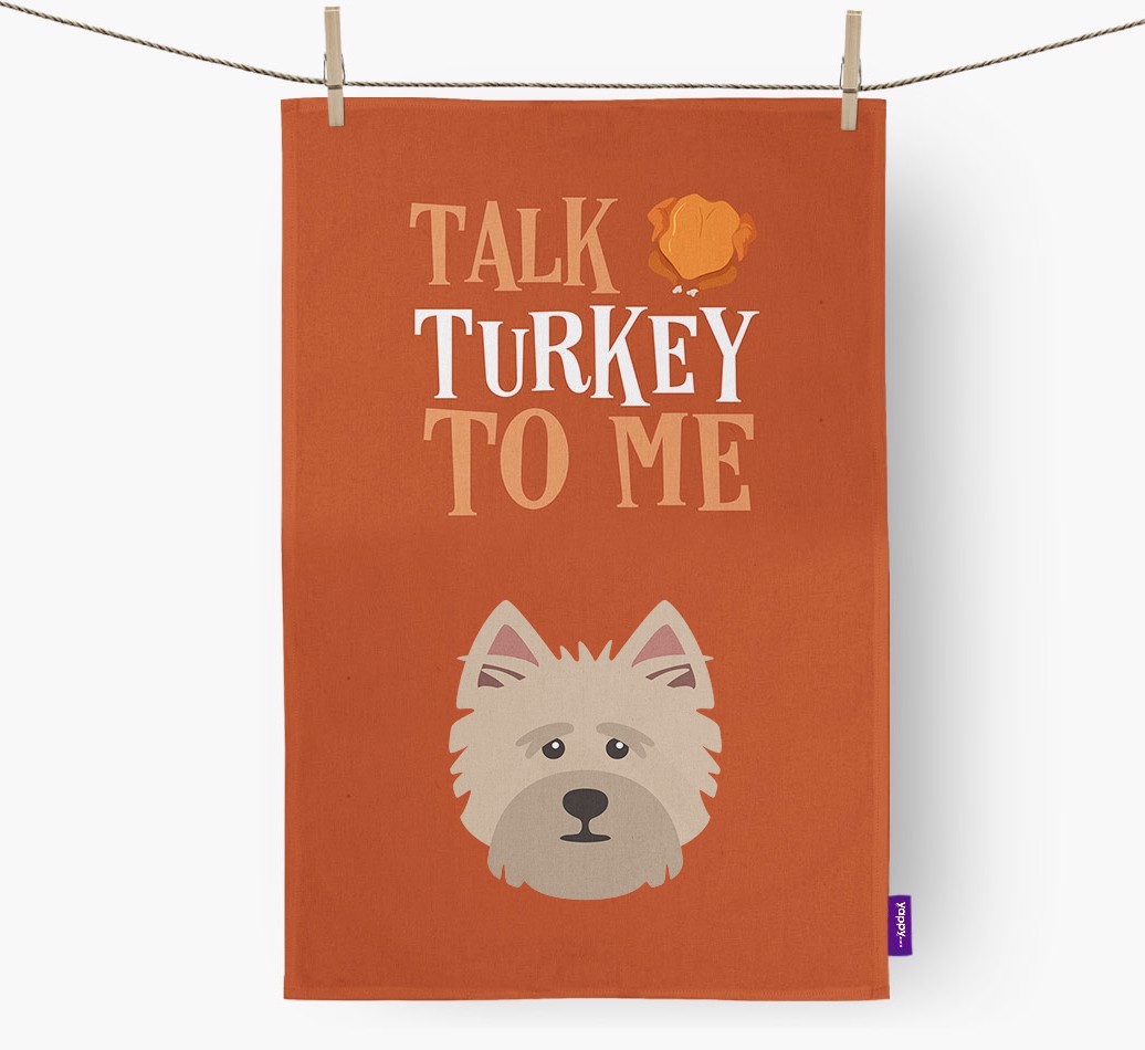 Talk Turkey To Me: Personalized {breedFullName} Dish Towel