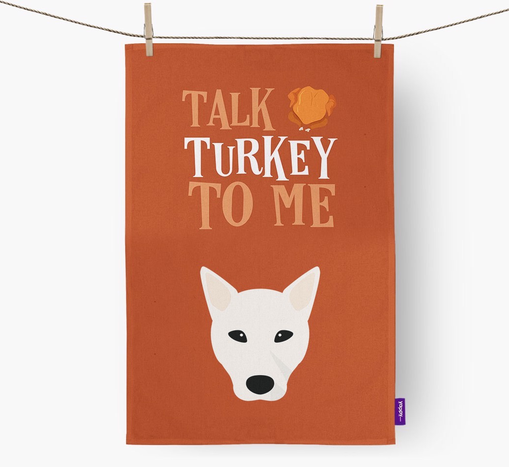 Talk Turkey To Me: Personalized {breedFullName} Dish Towel