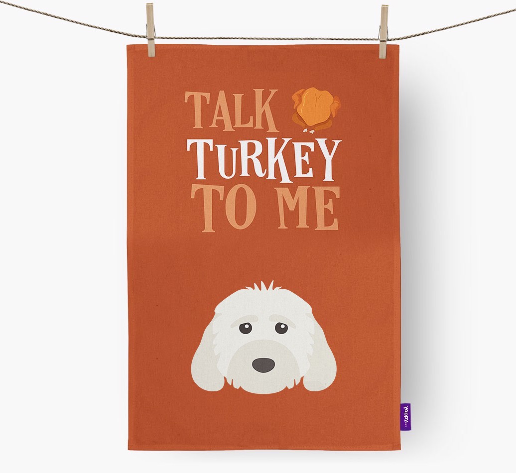 Talk Turkey To Me: Personalized {breedFullName} Dish Towel