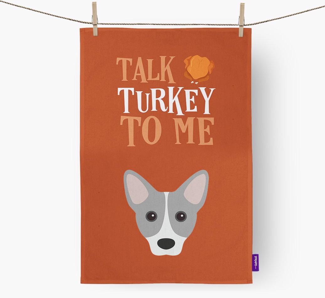 Talk Turkey To Me: Personalized {breedFullName} Dish Towel