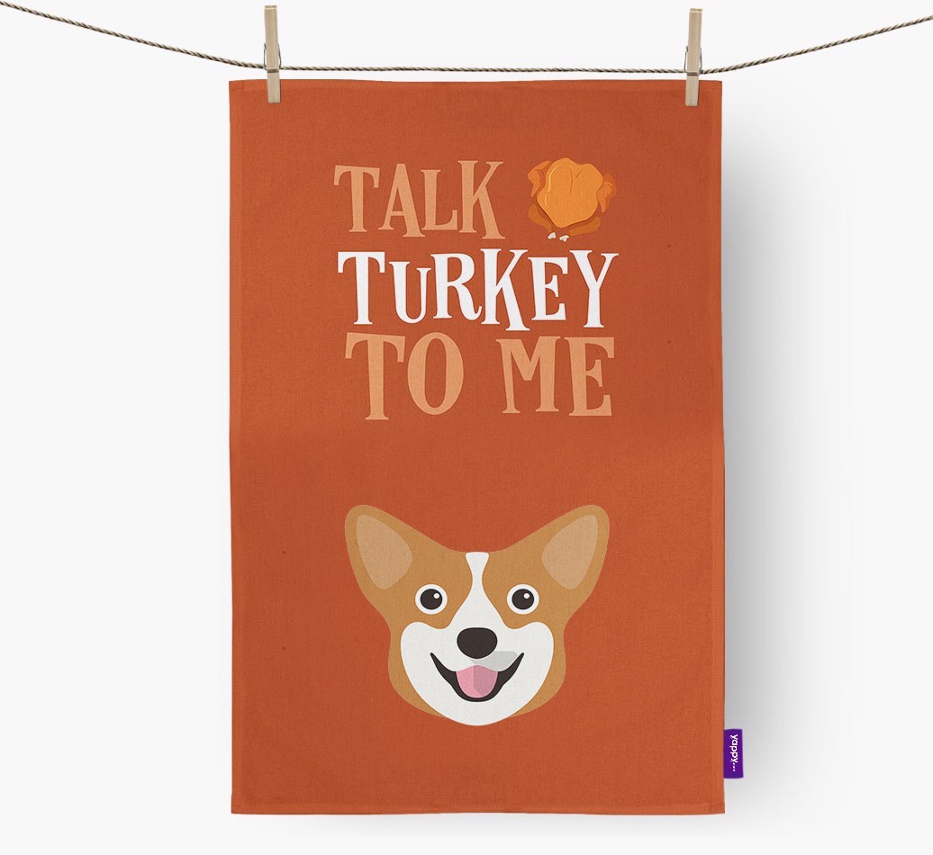 Talk Turkey To Me: Personalized {breedFullName} Dish Towel