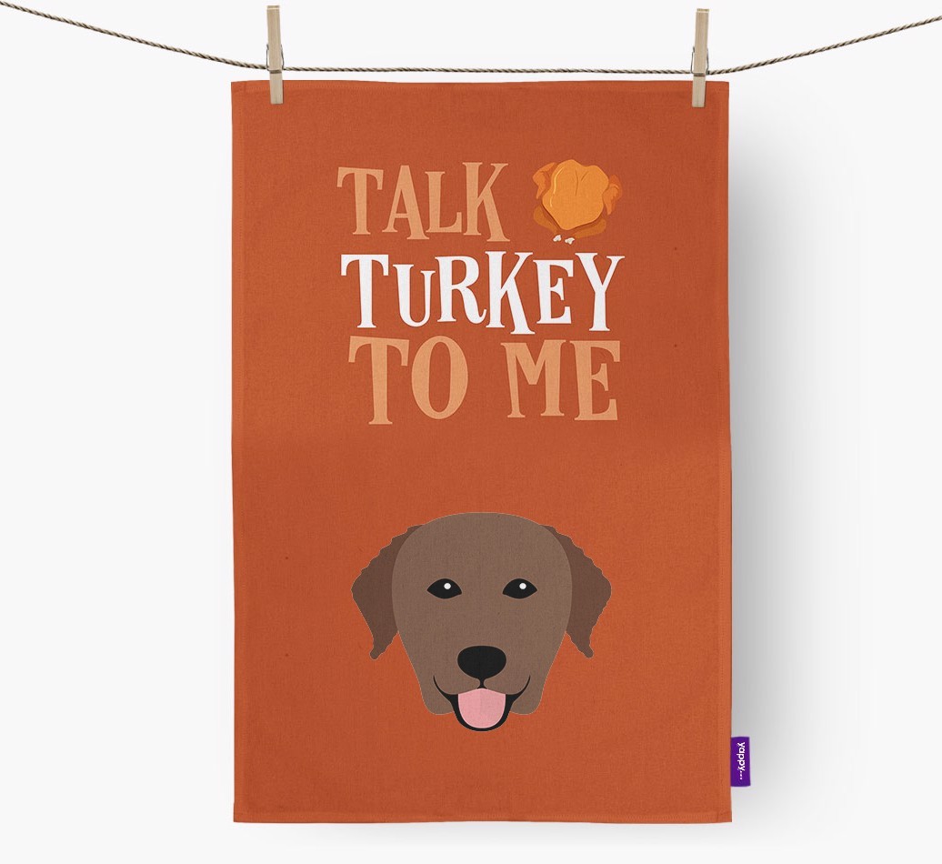 Talk Turkey To Me: Personalized {breedFullName} Dish Towel