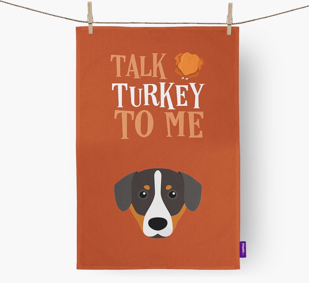 Talk Turkey To Me: Personalized {breedFullName} Dish Towel