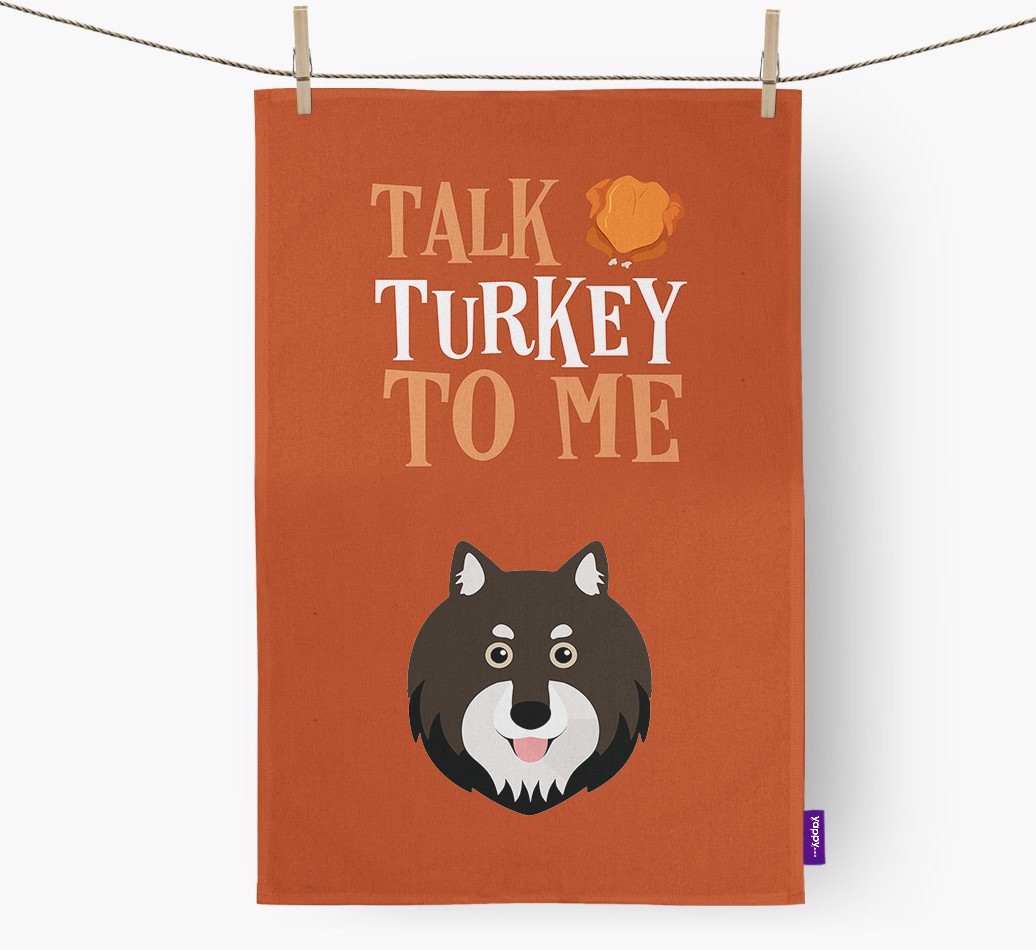Talk Turkey To Me: Personalized {breedFullName} Dish Towel