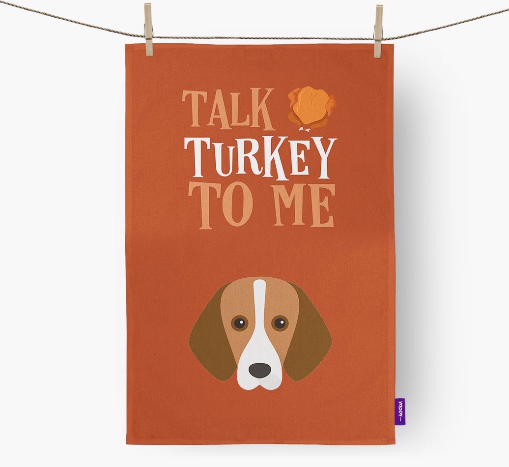 Talk Turkey To Me: Personalized {breedFullName} Dish Towel