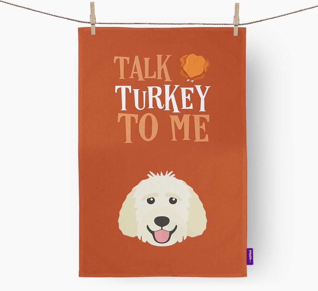 Talk Turkey To Me: Personalized {breedFullName} Dish Towel