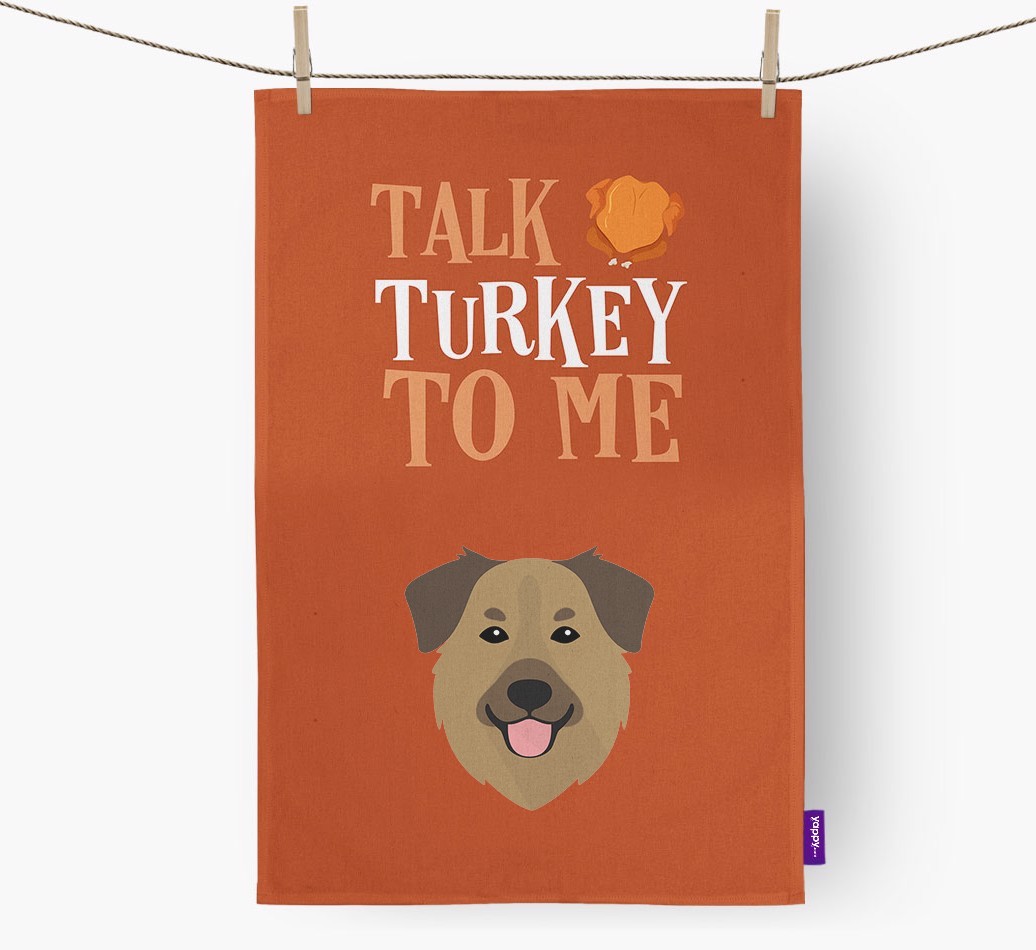 Talk Turkey To Me: Personalized {breedFullName} Dish Towel