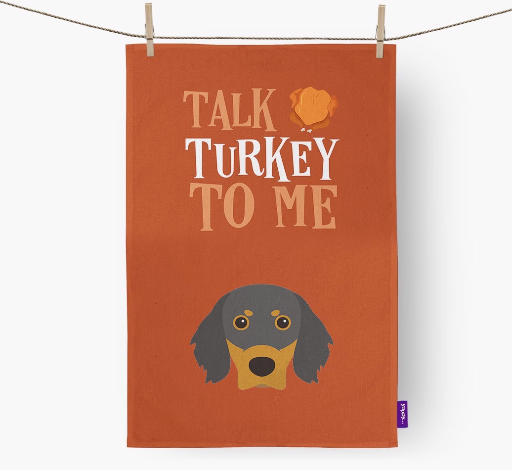 Talk Turkey To Me: Personalized {breedFullName} Dish Towel