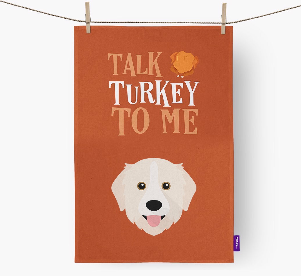 Talk Turkey To Me: Personalized {breedFullName} Dish Towel