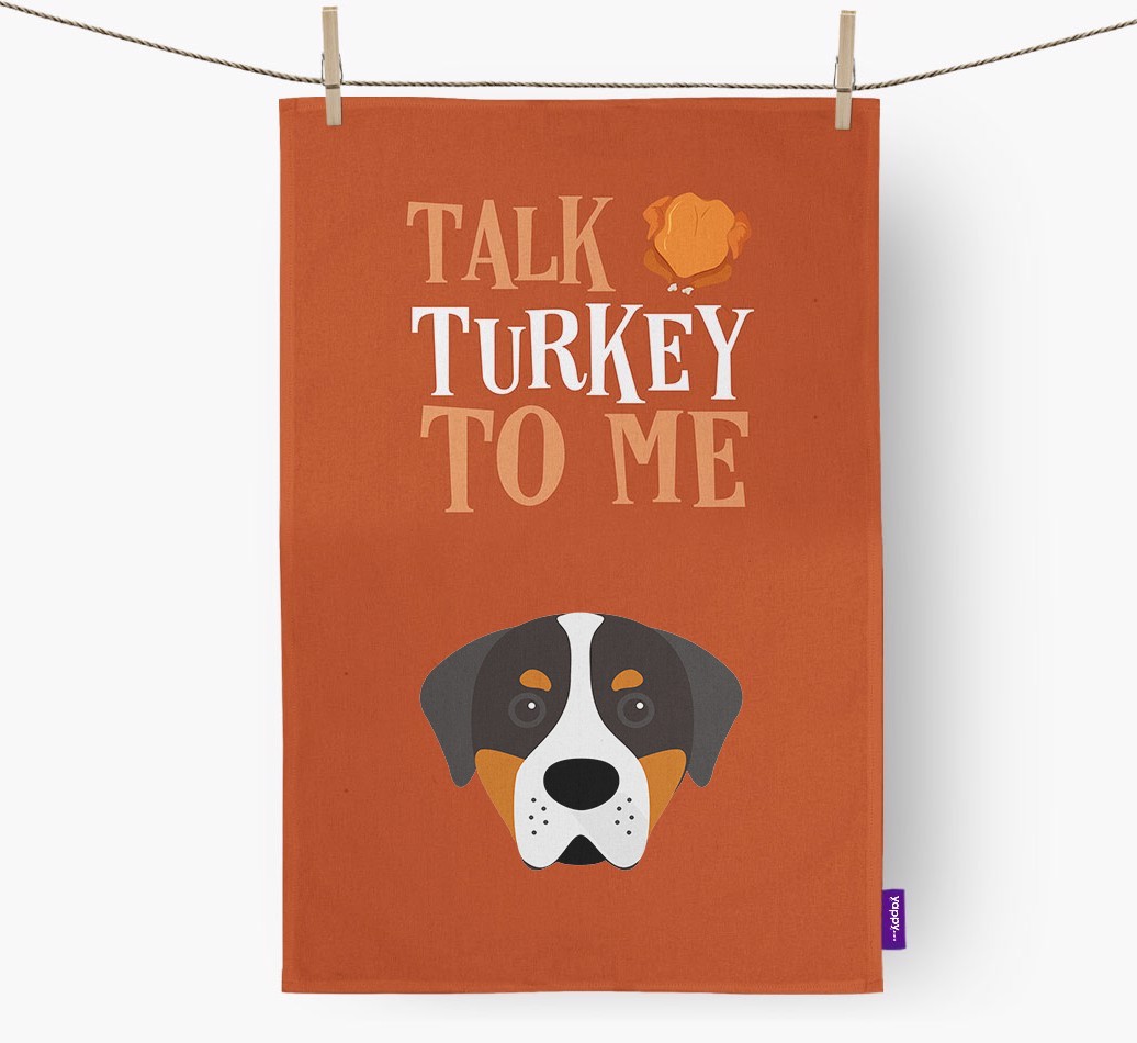 Talk Turkey To Me: Personalized {breedFullName} Dish Towel