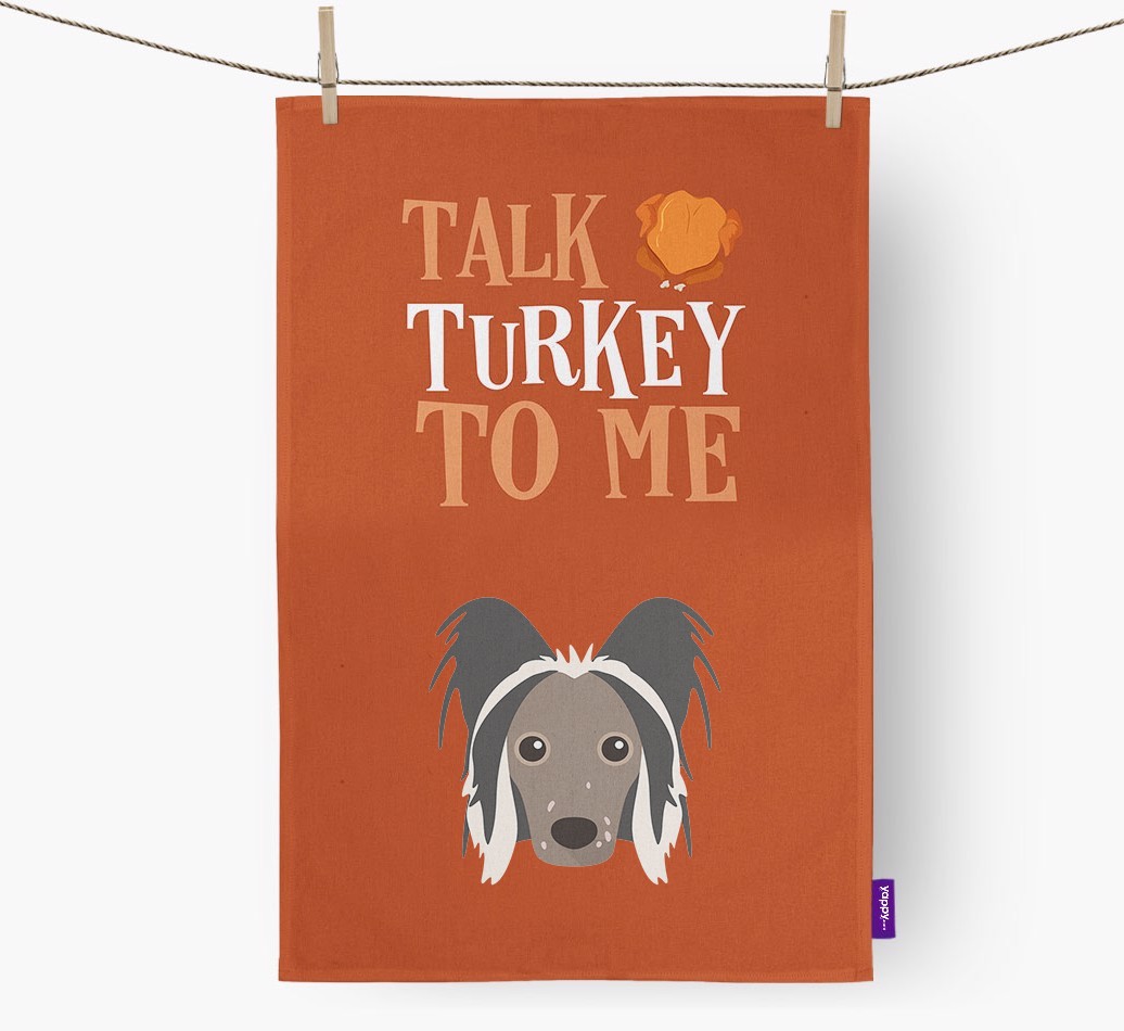 Talk Turkey To Me: Personalized {breedFullName} Dish Towel