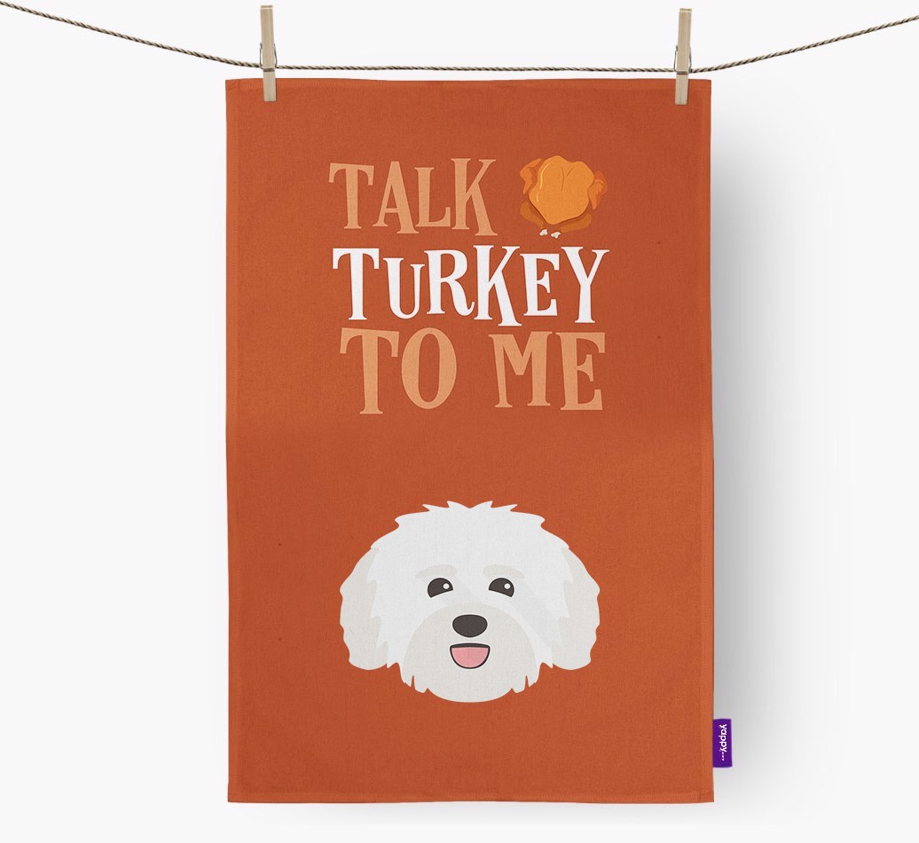 Talk Turkey To Me: Personalized {breedFullName} Dish Towel