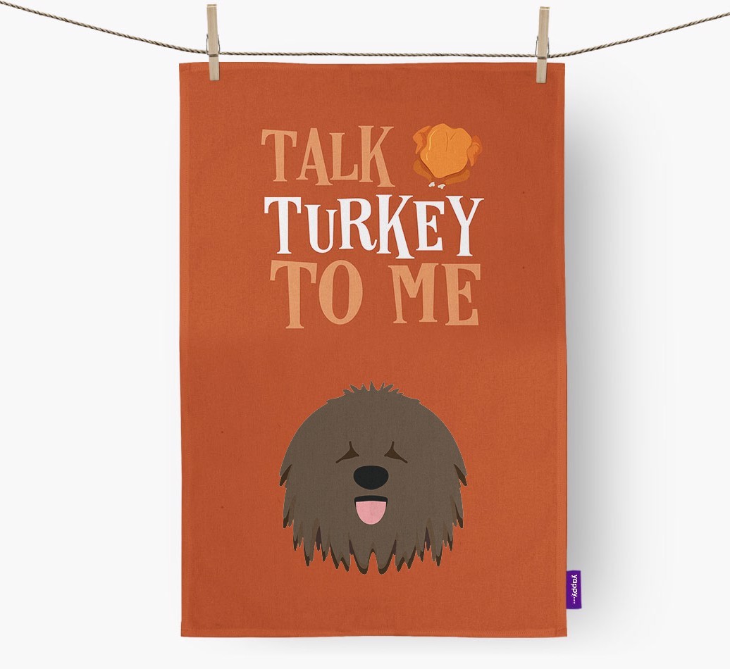 Talk Turkey To Me: Personalized {breedFullName} Dish Towel