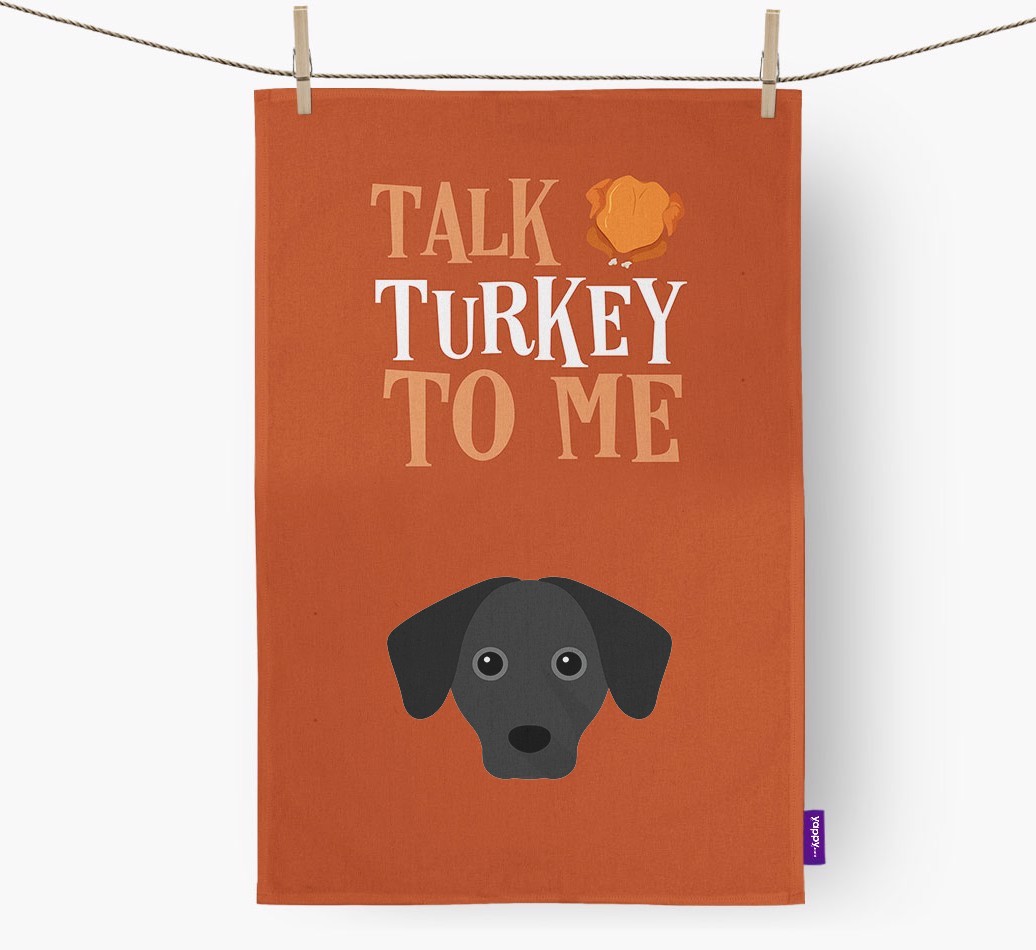 Talk Turkey To Me: Personalized {breedFullName} Dish Towel