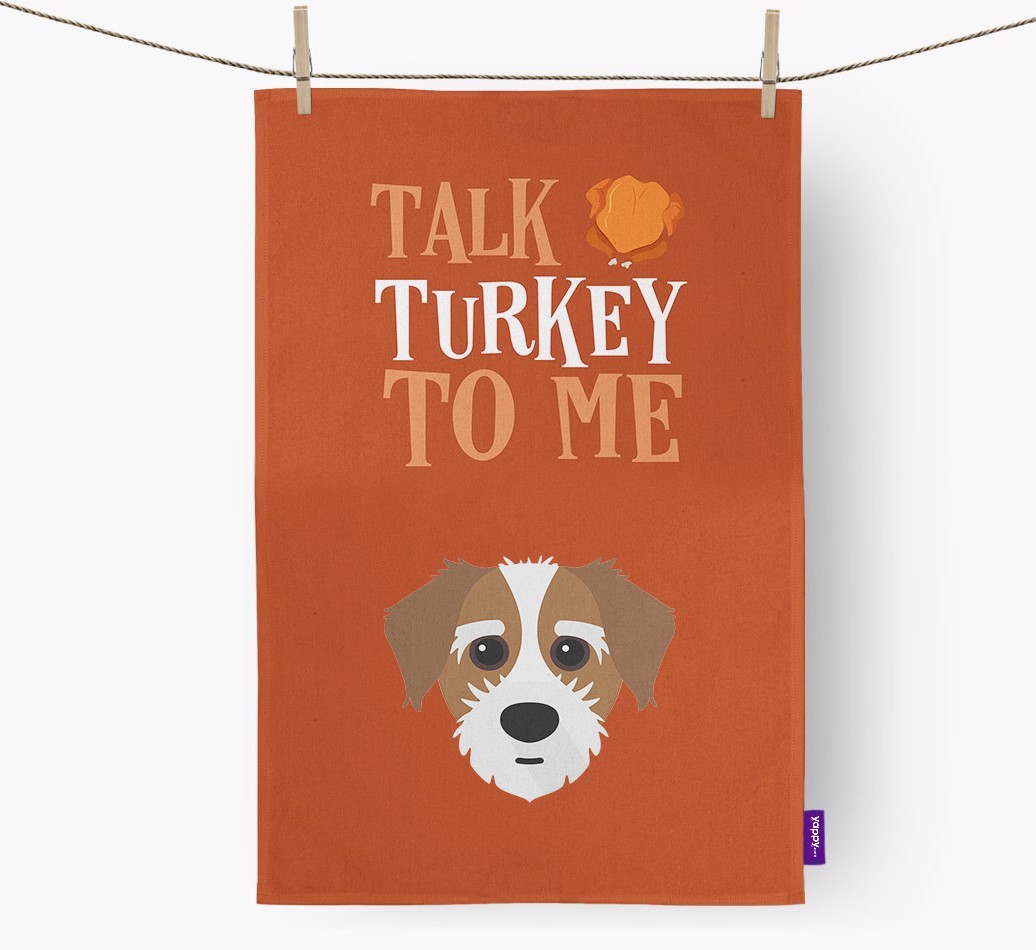 Talk Turkey To Me: Personalized {breedFullName} Dish Towel