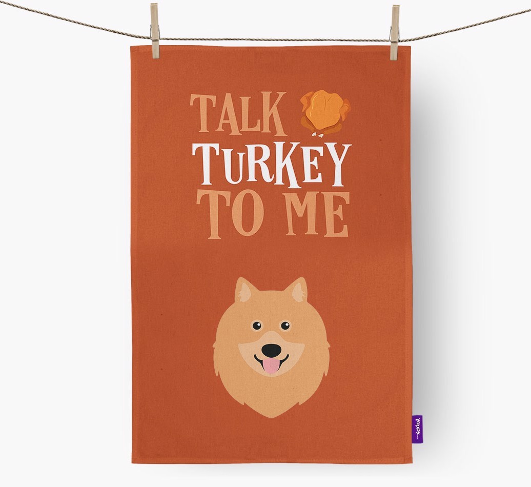 Talk Turkey To Me: Personalized {breedFullName} Dish Towel