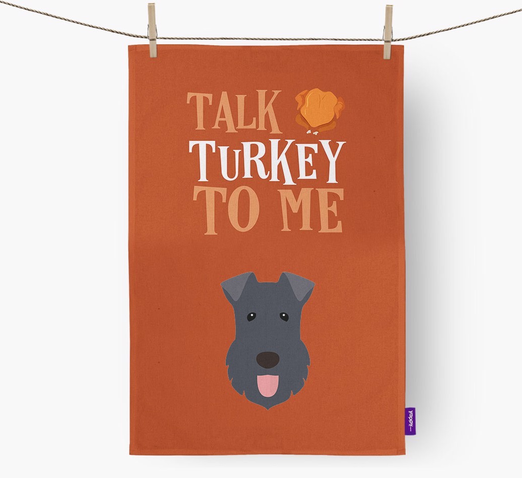 Talk Turkey To Me: Personalized {breedFullName} Dish Towel